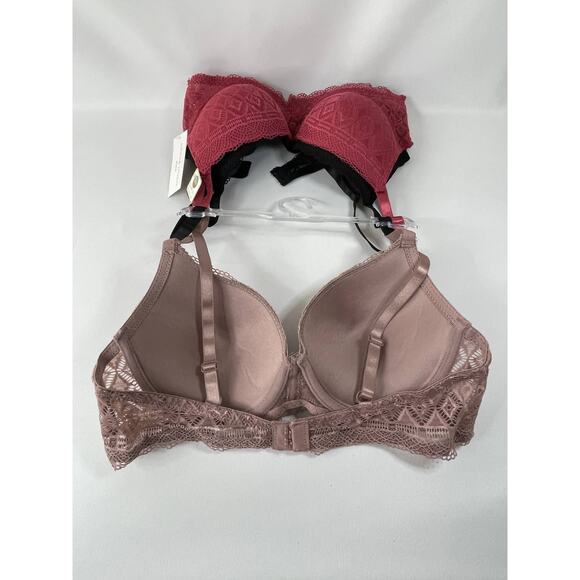 Adrienne Vittadini Front Crochet Detail Full Cup Underwired Bra 3 pack 36B NEW - Picture 12 of 14